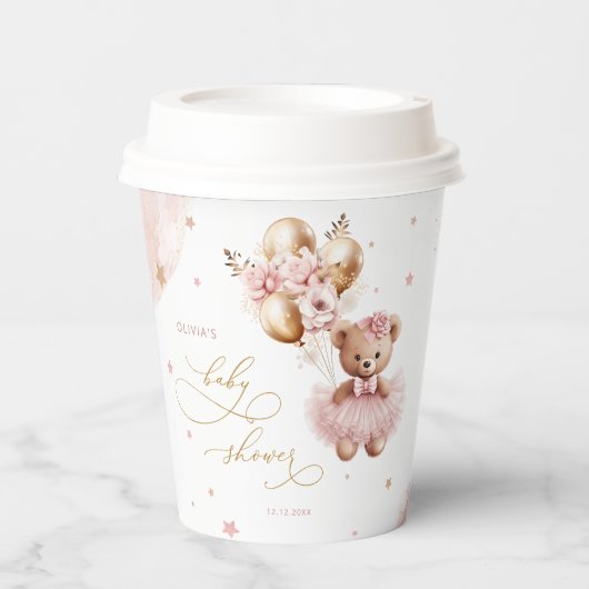 Goud Roze Meisje Baby shower We kunnen nauwelijks  Papieren Bekers (Voorkant)