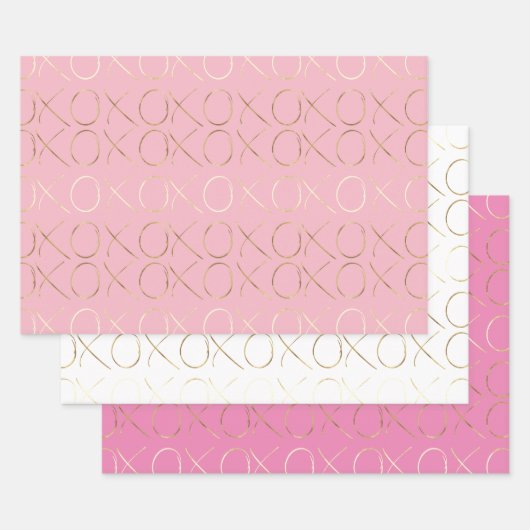 Goud Roze Meisje Glam XOXO Inpakpapier Vel (Set)