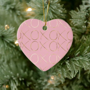 Goud Roze Meisje Glam XOXO Keramisch Ornament