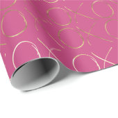 Goud Roze Meisje Glam XOXO Liefde Cadeaupapier (Rol Hoek)