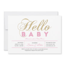 Goud & Roze | Meisje, Moderne Typografie Baby Show
