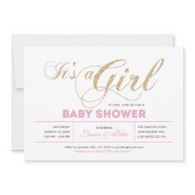 Goud & Roze | Meisje, Moderne Typografie Baby Show