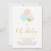 Goud, roze, mint-ballonnen | O BABY BABY SHOWER Kaart (Voorkant)