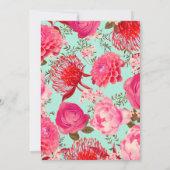 Goud, Roze & Mint Bloemen Bruids Douche Uitnodigin Kaart (Achterkant)