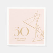 Goud Roze Modern 50e Volwassen Verjaardags Servet (Voorkant)