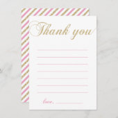 Goud & Roze | Modern Girl Party Dank je Bedankkaart (Voorkant / Achterkant)
