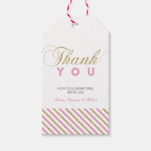 Goud & Roze   Moderne Bedankkaartjes Voor Feestgan Cadeaulabel