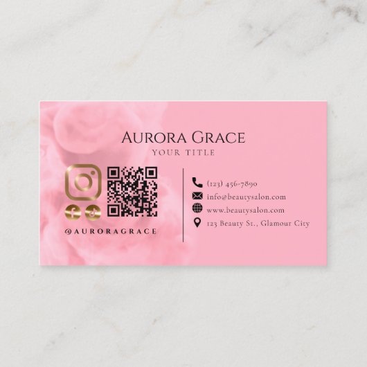  Goud & Roze Monogram Visitekaartje (Achterkant)