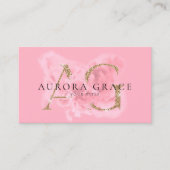  Goud & Roze Monogram Visitekaartje (Voorkant)