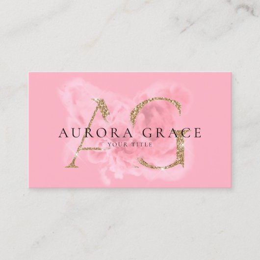  Goud & Roze Monogram Visitekaartje (Voorkant)
