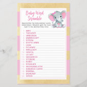 Goud Roze Olifant Baby Word Scramble Game Flyer (Voorkant)