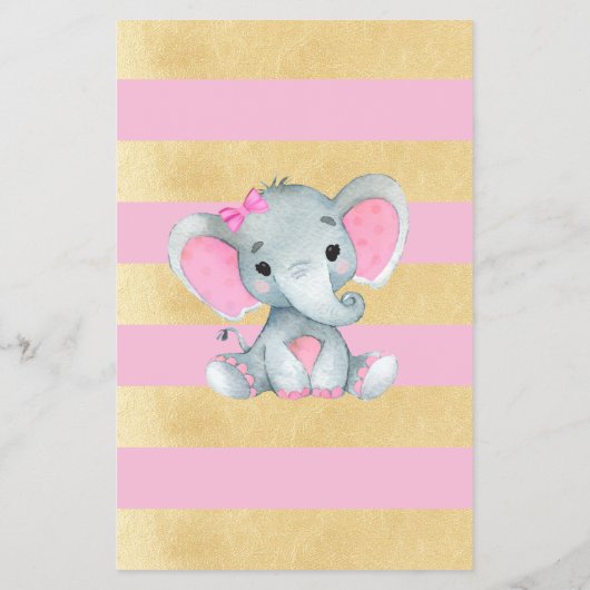 Goud Roze Olifant Baby Word Scramble Game Flyer (Achterkant)