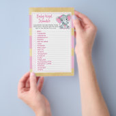 Goud Roze Olifant Baby Word Scramble Game Flyer (Hand)