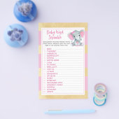 Goud Roze Olifant Baby Word Scramble Game Flyer (Enkel)