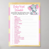 Goud Roze Olifant Baby Word Scramble Game Poster (Voorkant)