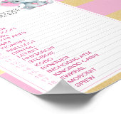 Goud Roze Olifant Baby Word Scramble Game Poster (Hoek)