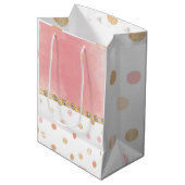 Goud, roze, pokadot, pasta, meisje, zoet, afbeeldi medium cadeauzakje (Voorkant Gekanteld)