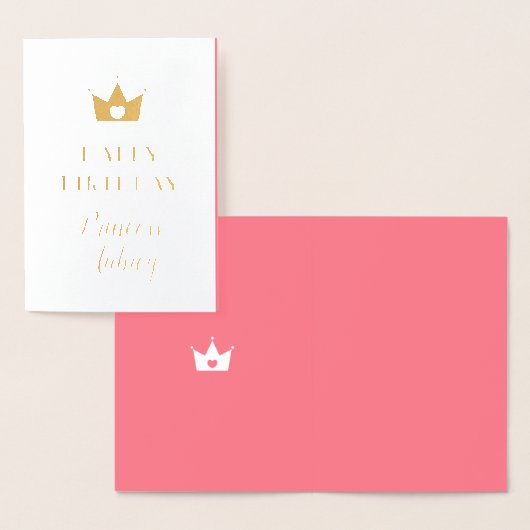  goud & roze prinses Happy Birthday Folie Kaarten (Display)