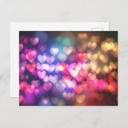 Goud Roze Rode Bokeh Harten Briefkaart (Voorkant / Achterkant)