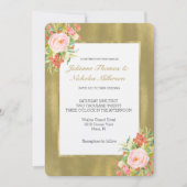 Goud Roze Roze Bruiloft Kaart (Voorkant)