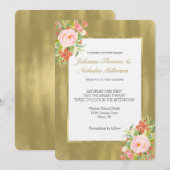Goud Roze Roze Bruiloft Kaart (Voorkant / Achterkant)