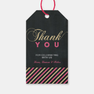 Goud & Roze   Schoolbord Bedankt, Feest Favoriet Cadeaulabel