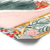 Goud Roze Sleigh Kerst Baby shower Gastenboek Poster (Hoek)