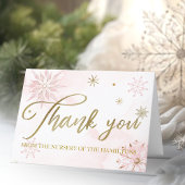Goud Roze Sneeuwvlok Meisje Baby shower Dank u Bedankkaart