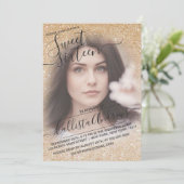 Goud Roze Sparkly Glitter Ombre Foto Zoet 16 Kaart (Staand voorkant)