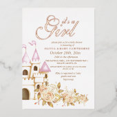  Goud & Roze Sprookjes Prinses Baby Shower Folie Uitnodiging (Voorkant)