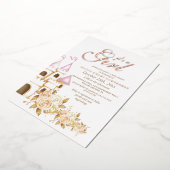  Goud & Roze Sprookjes Prinses Baby Shower Folie Uitnodiging (Gedraaid)