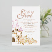  Goud & Roze Sprookjes Prinses Baby Shower Folie Uitnodiging (Staand Voorkant)