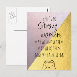 Goud Roze Sterke Vrouwen Motiverende Postkaart