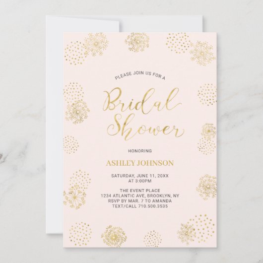 Goud & Roze Stijlvol Modern Patroon Bruiloft I Kaart (Voorkant)