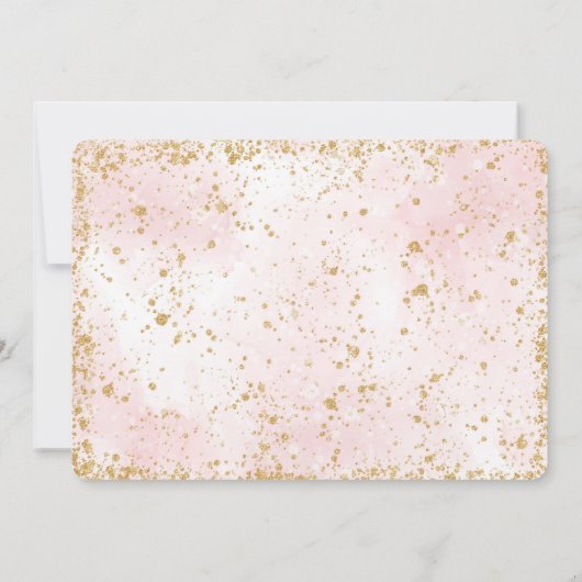 Goud & Roze Theepartij Foto Uitnodiging (Achterkant)