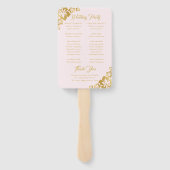 Goud Roze Tropische Hibiscus Bloem Bruiloft Progra Handwaaier (Achterkant)