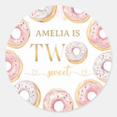 Goud Roze Twee Sweet Donut Verjaardag Sticker (Voorkant)