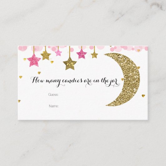 Goud Roze twinkel Hoeveel Snoepjes in de pot Kaart (Voorkant)