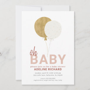 Goud, Roze, Verbrand Oranje Oh Baby Shower Uitnodi Kaart