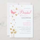 Goud Roze Vlinder Wildflower Vrijgezellenfeest Kaart (Voorkant)