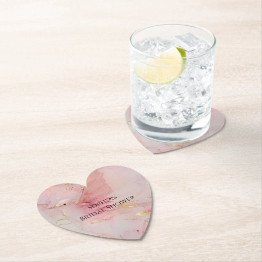 Goud Roze Vogels Bruiloft Kartonnen Onderzetters (Insitu)