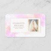 Goud Roze Waterverf Custom Foto elegant Wit Visitekaartje (Voorkant)