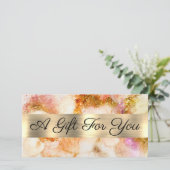 Goud Roze waterverf Faux folie Cadeaubon (Staand voorkant)