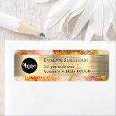 Goud Roze waterverf Faux folie logo Retouradres Etiket (Insitu)