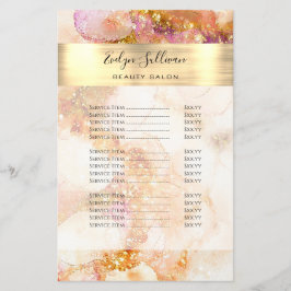 Goud Roze Waterverf Faux Folie prijslijst Flyer