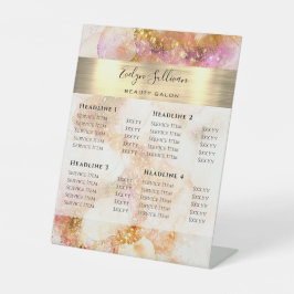 Goud Roze Waterverf Faux Folie prijslijst Reclamebord Met Voetstuk