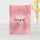 Goud Roze Waterverf Hart Liefde Kaart (Gele Bloem)