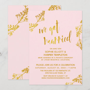 Goud & Roze We Got Married Post Huwelijk Feest Kaart