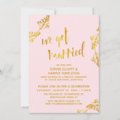 Goud & Roze We Got Married Post Huwelijksfeest Kaart (Voorkant)