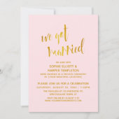 Goud & Roze We Got Married Typografie Viering Kaart (Voorkant)